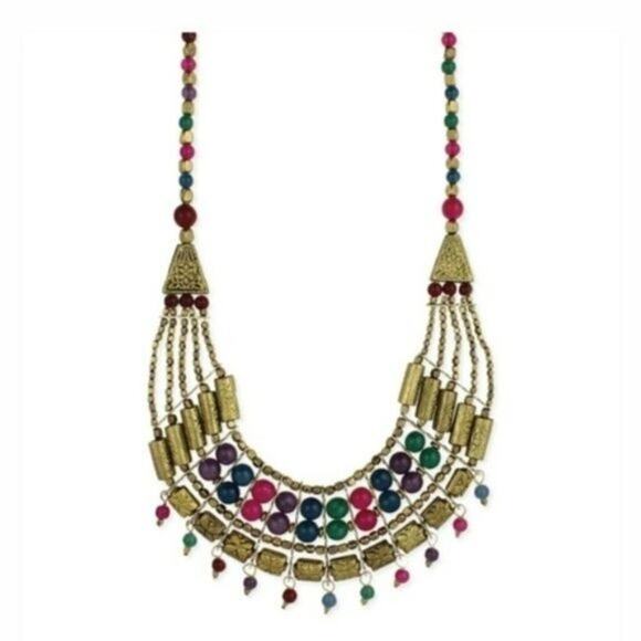ZAD gold plated ethnic multi bead necklace NEW - Picture 6 of 6
